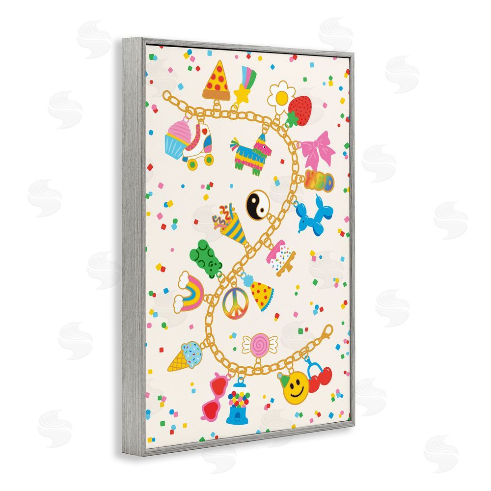 Nadia Hassan Playful Party Charm Bracelet Gray Framed Giclee Wall Art