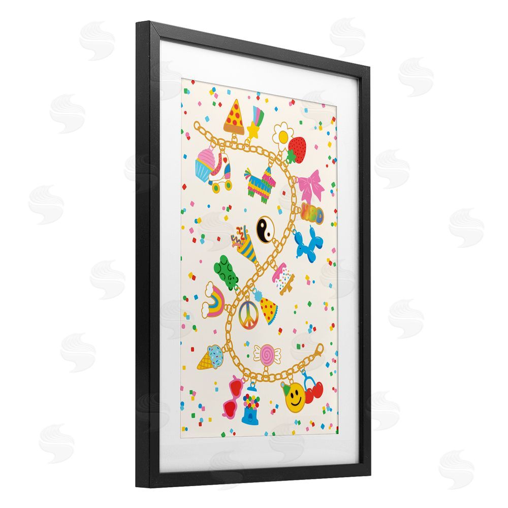 Nadia Hassan Playful Party Charm Bracelet Black Framed Print Under Glass Wall Art