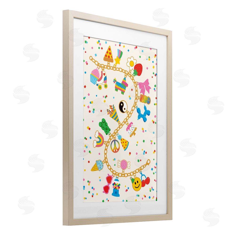 Nadia Hassan Playful Party Charm Bracelet Brown Framed Print Under Glass Wall Art