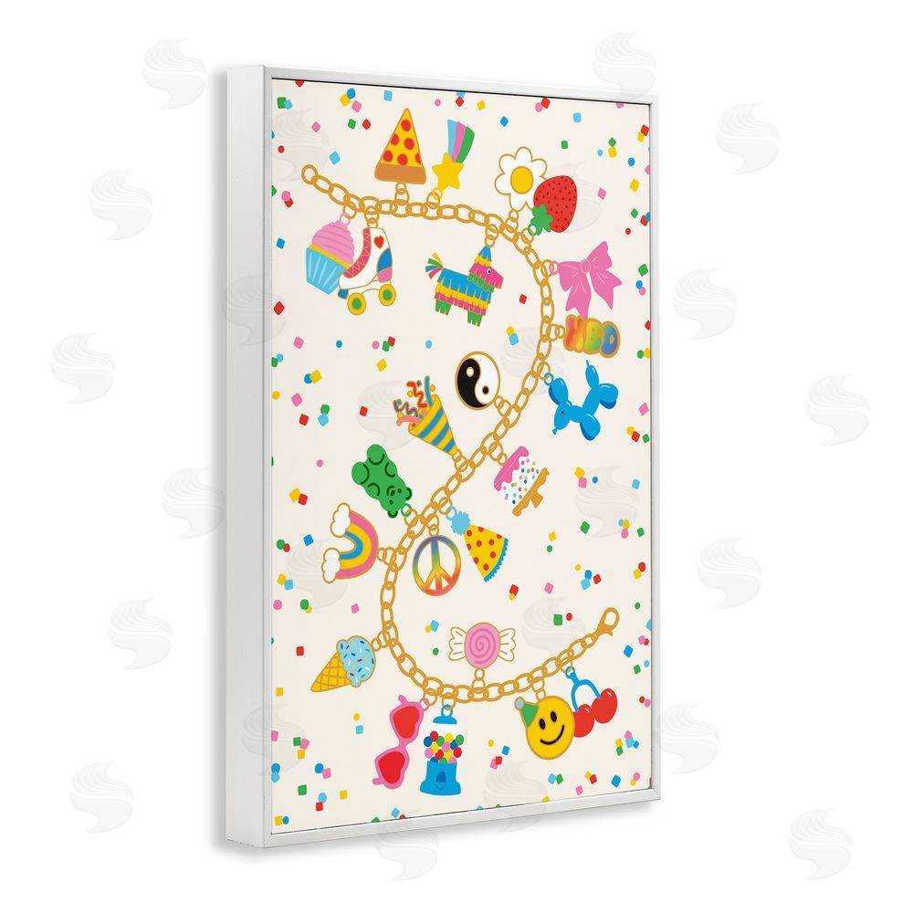 Nadia Hassan Playful Party Charm Bracelet White Framed Giclee Wall Art