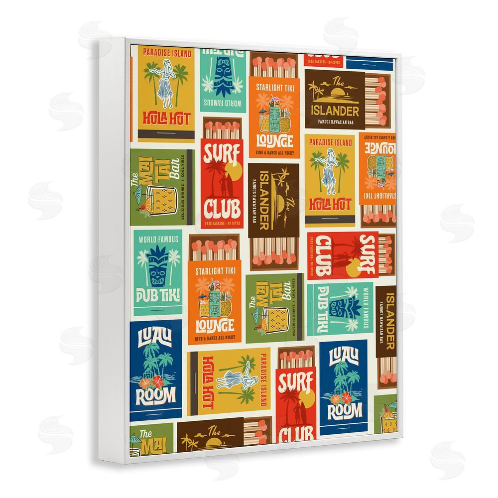 Emily Dumas Vintage Tropical Match Boxes White Framed Giclee Wall Art Print