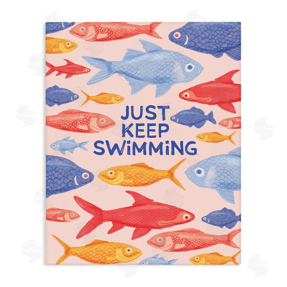 The Paper Curator Just Keep Swimming Fish Stretched Canvas Wall Art