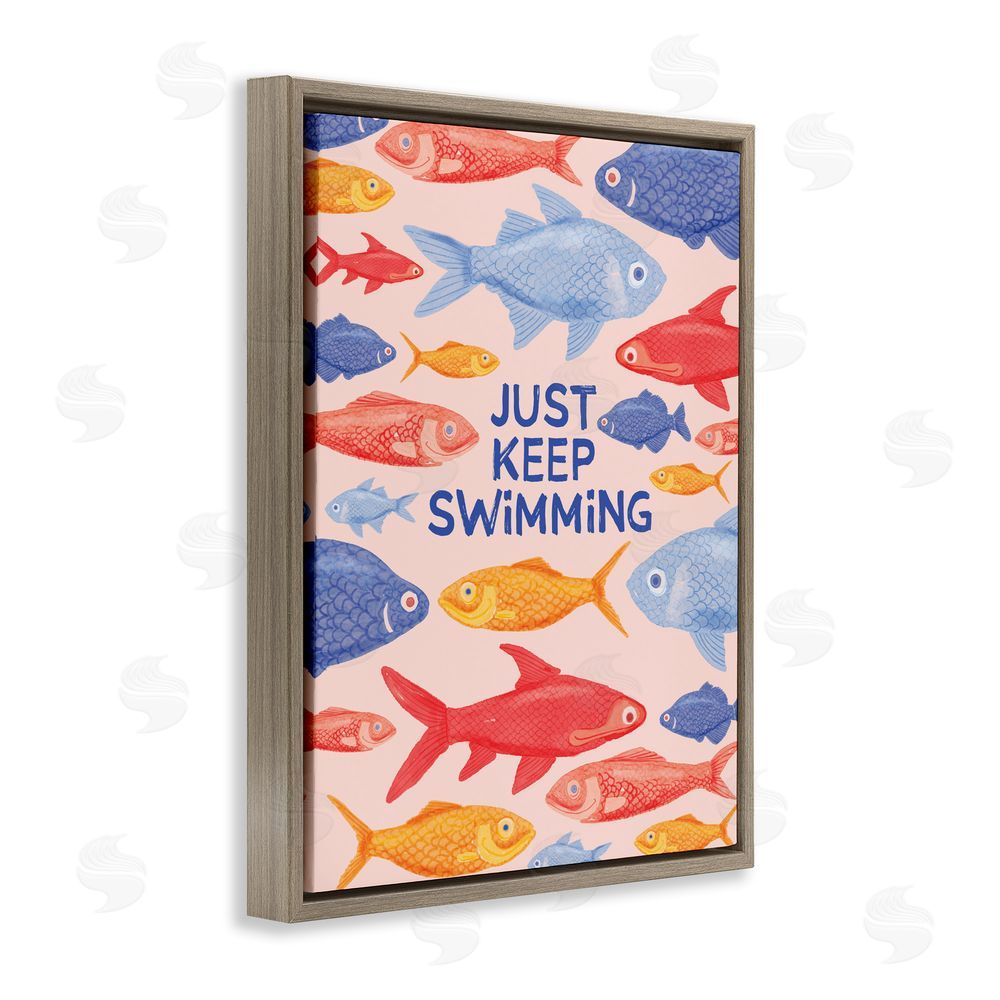 The Paper Curator Just Keep Swimming Fish Brown Floating Framed Canvas Wall Art