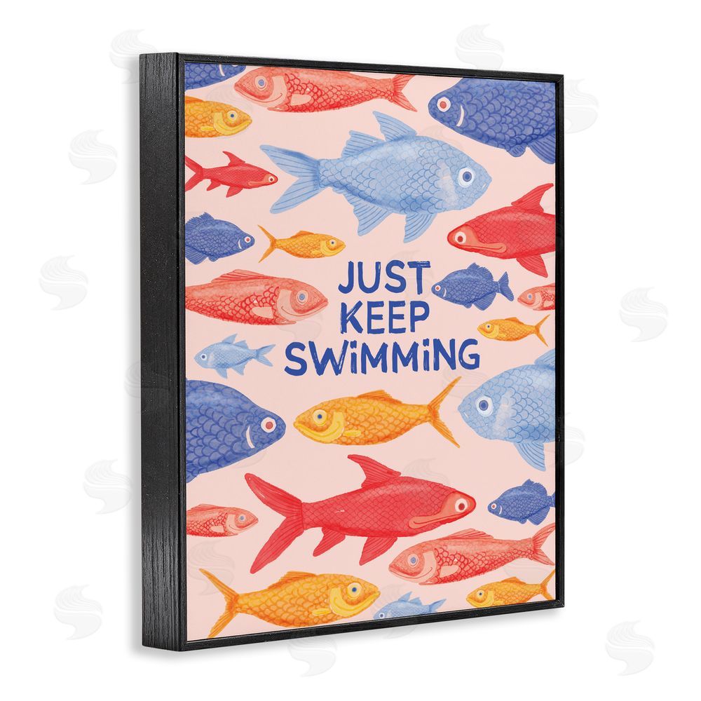 The Paper Curator Just Keep Swimming Fish Black Framed Giclee Wall Art