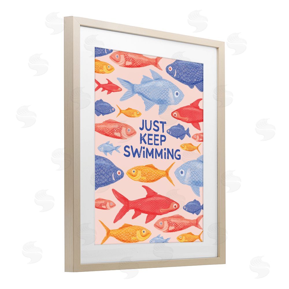 The Paper Curator Just Keep Swimming Fish Brown Framed Print Under Glass Wall Art