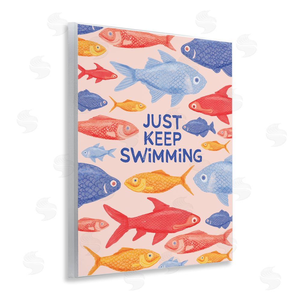 The Paper Curator Just Keep Swimming Fish Wall Plaque Home Decor Art Print
