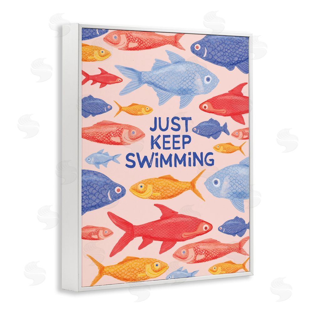 The Paper Curator Just Keep Swimming Fish White Framed Giclee Wall Art