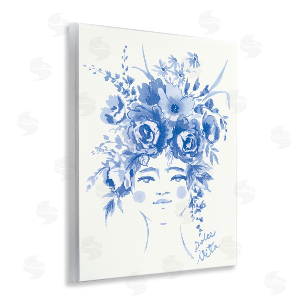 Karolina Sato Dolce Vita Woman with Roses Wall Plaque with Fixed Lithograph Print