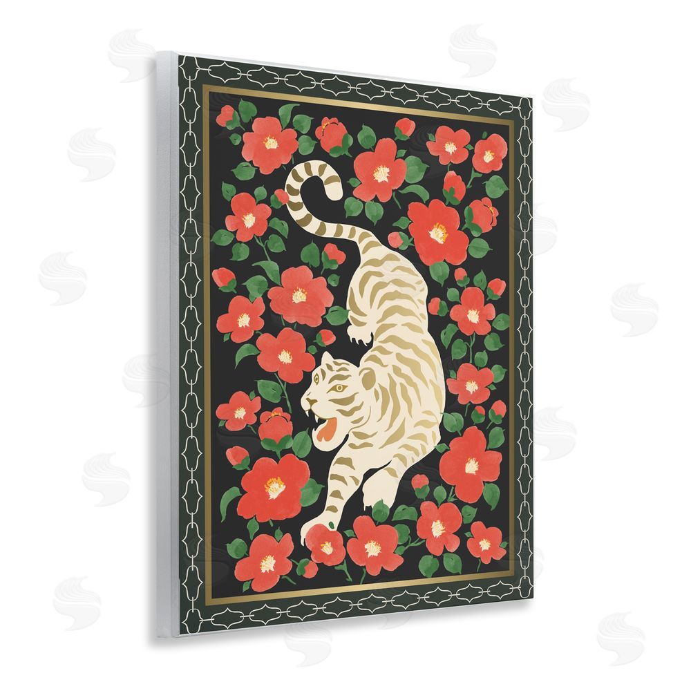 Karolina Sato Ivory Tiger Among Camelias Wall Plaque Home Decor Art Print