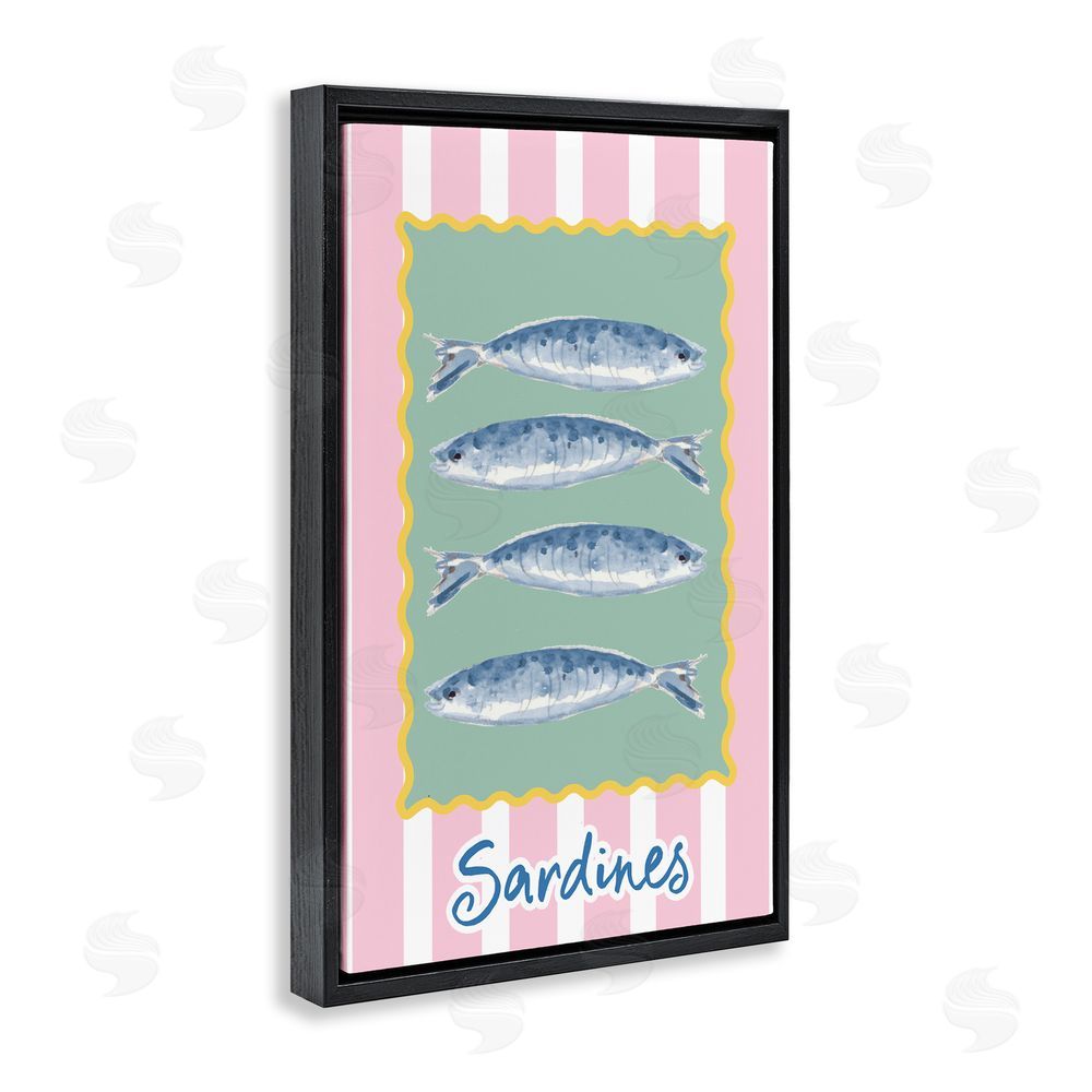 Patricia Pinto Pastel Striped Sardines Black Floating Framed Canvas Wall Art