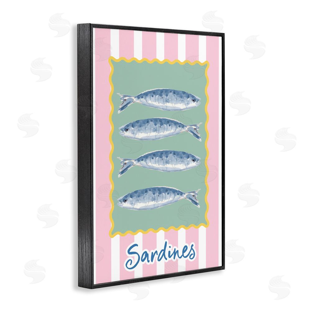 Patricia Pinto Pastel Striped Sardines Black Framed Giclee Wall Art