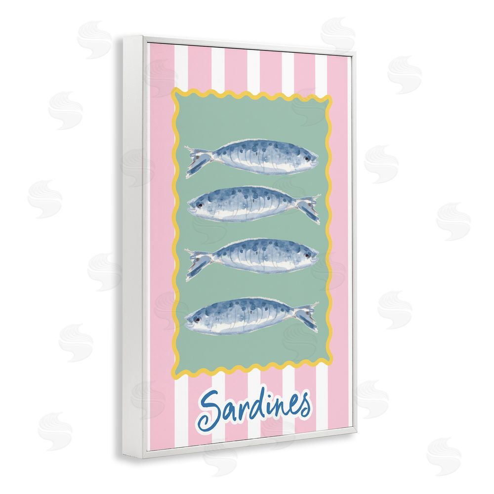 Patricia Pinto Pastel Striped Sardines White Framed Giclee Wall Art