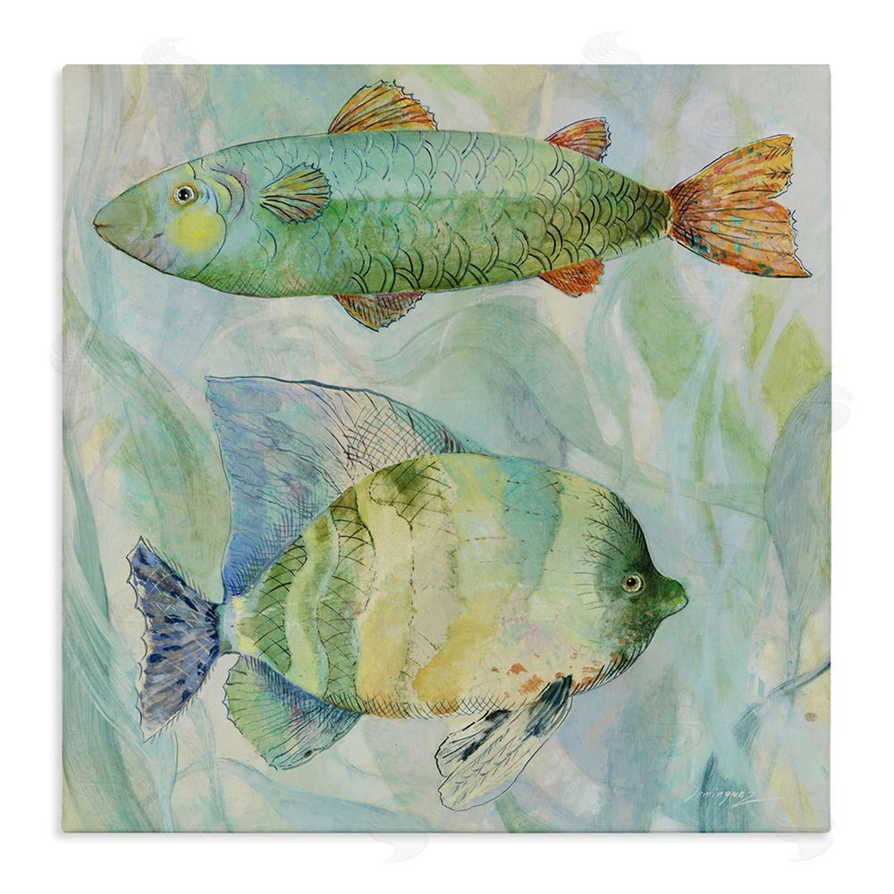 Lorenzo Collective Sweet Fish Duo Watercolor Stretched Canvas Wall Art Print