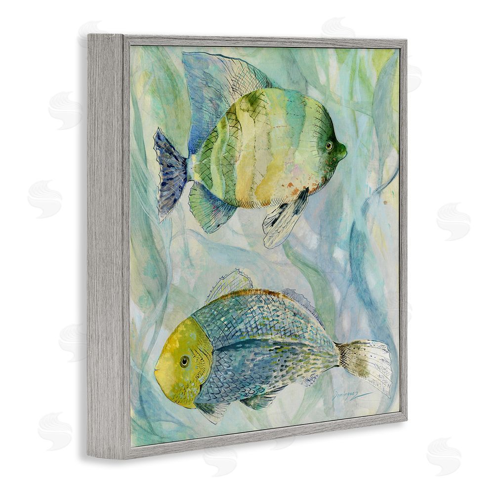 Lorenzo Collective Sweet Fish Duo Blue Green Gray Framed Giclee Wall Art Print