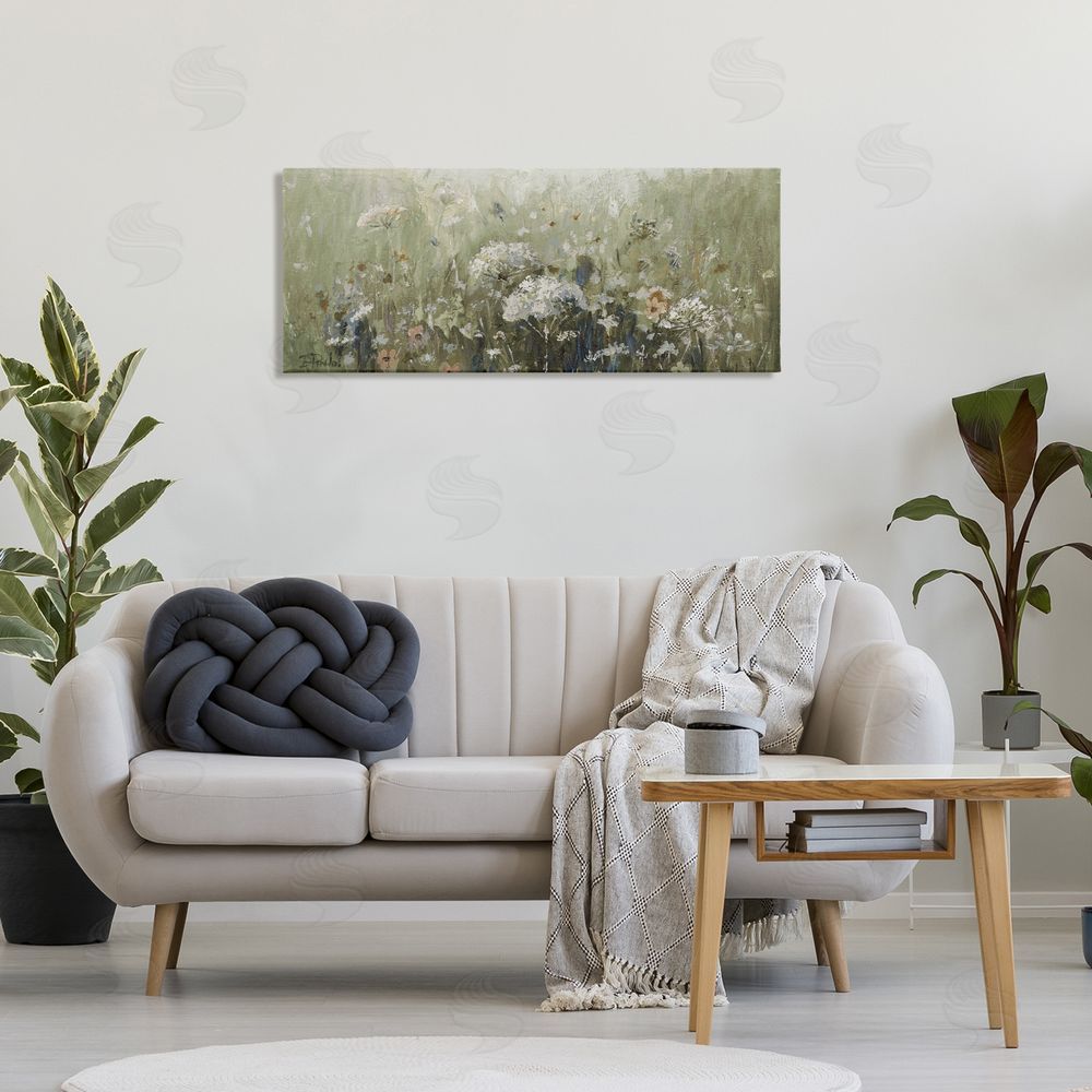 Patricia Pinto Mistful Summer Meadow Scene Stretched Canvas Wall Art in Room