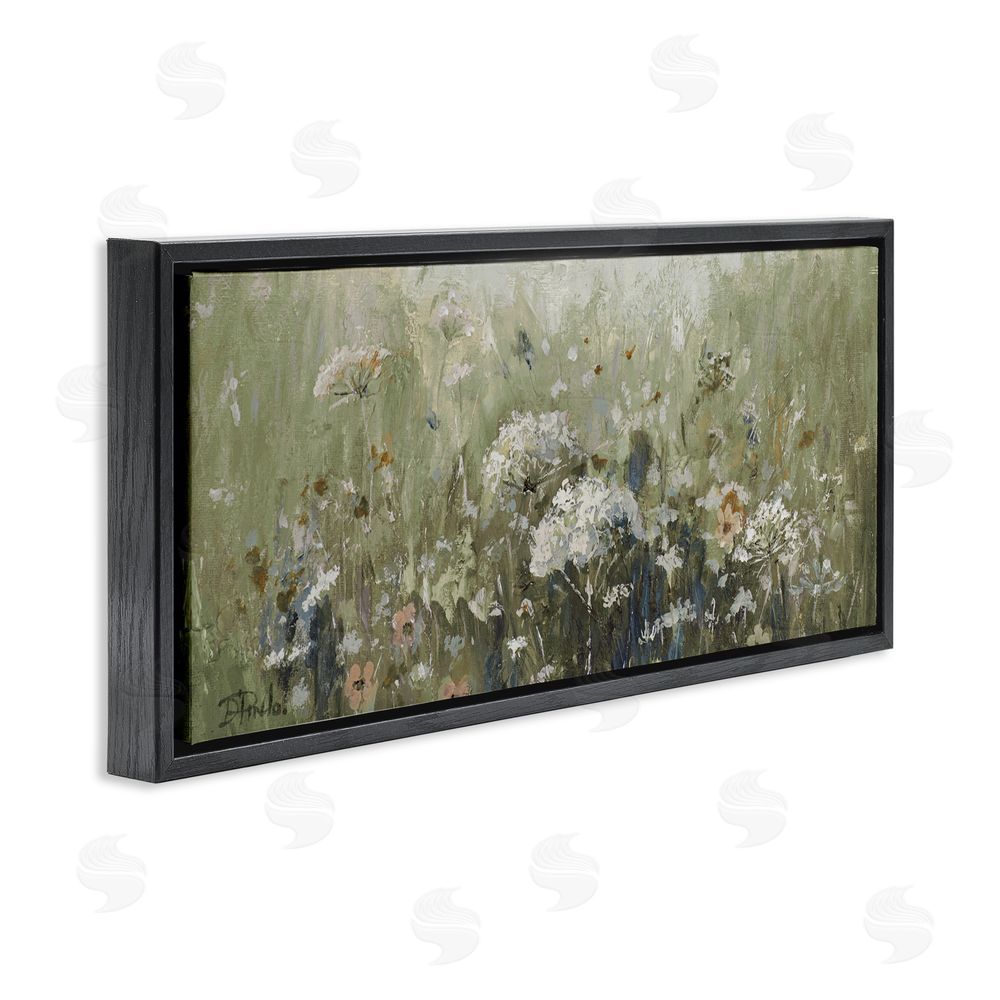 Patricia Pinto Mistful Summer Meadow Scene Black Floating Framed Canvas Wall Art