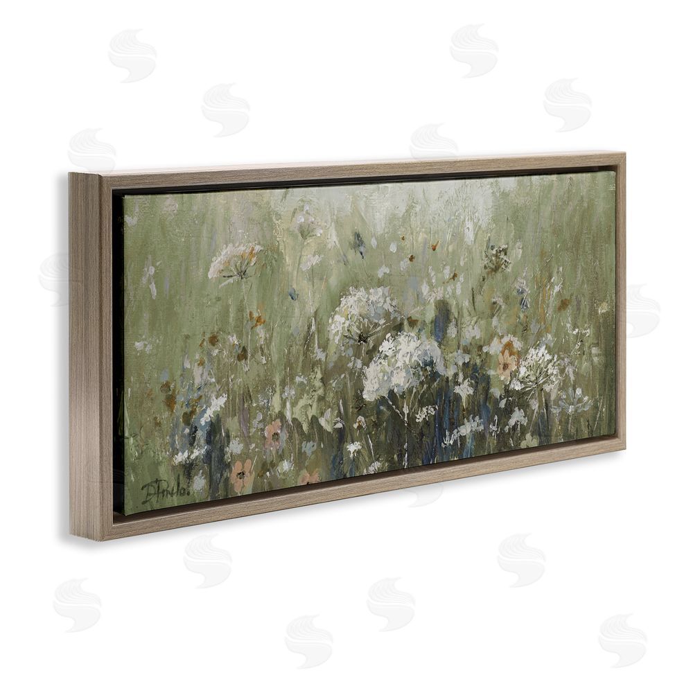 Patricia Pinto Mistful Summer Meadow Scene Brown Floating Framed Canvas Wall Art