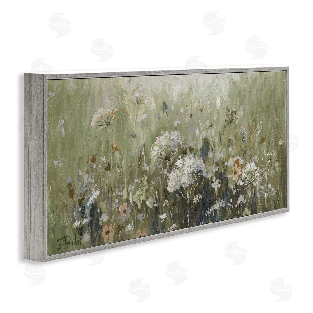 Patricia Pinto Mistful Summer Meadow Scene Gray Framed Giclee Wall Art