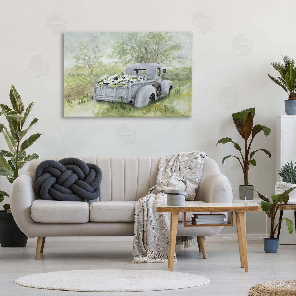 Lanie Loreth Vintage Blue Truck Flower Sale Stretched Canvas on Wall