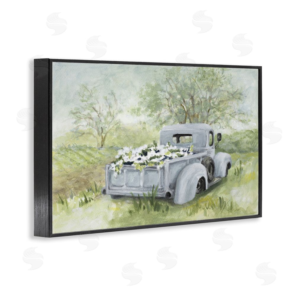 Lanie Loreth Vintage Blue Truck Flower Sale Black Framed Giclee Wall Art Print
