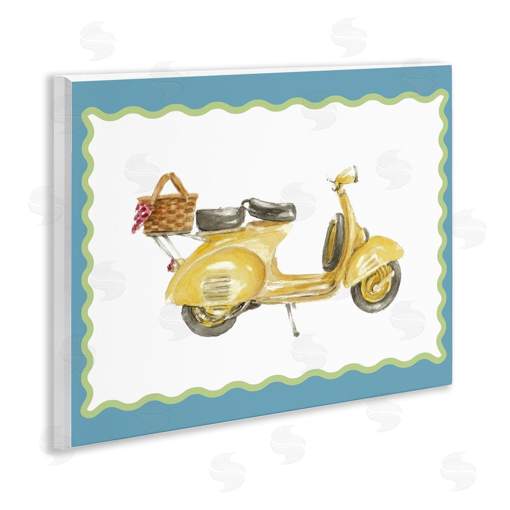 Lanie Loreth Yellow Vespa with Wavy Border Wall Plaque Printed Art