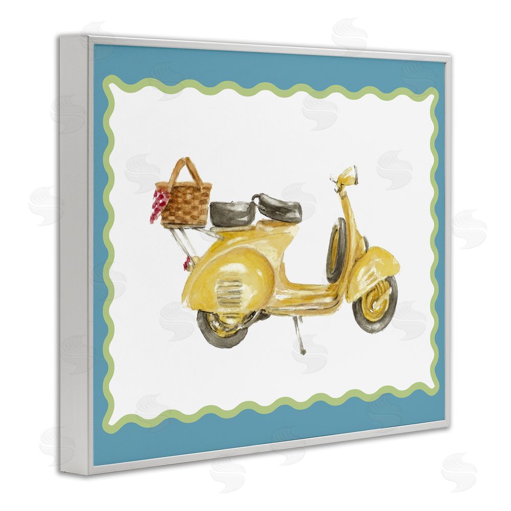Lanie Loreth Yellow Vespa with Wavy Border White Framed Giclee Wall Art Print