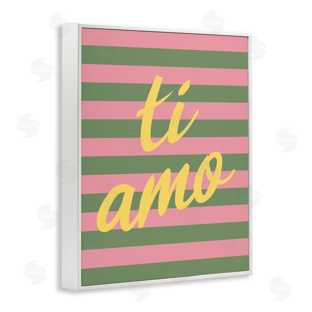 SD Graphics Studio Ti Amo Pink Green Stripes White Framed Giclee Wall Art Print