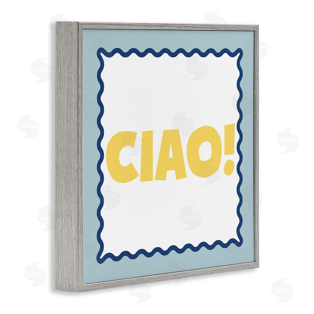 SD Graphics Studio CIAO! Bold Yellow Typography Gray Framed Giclee Wall Art Print