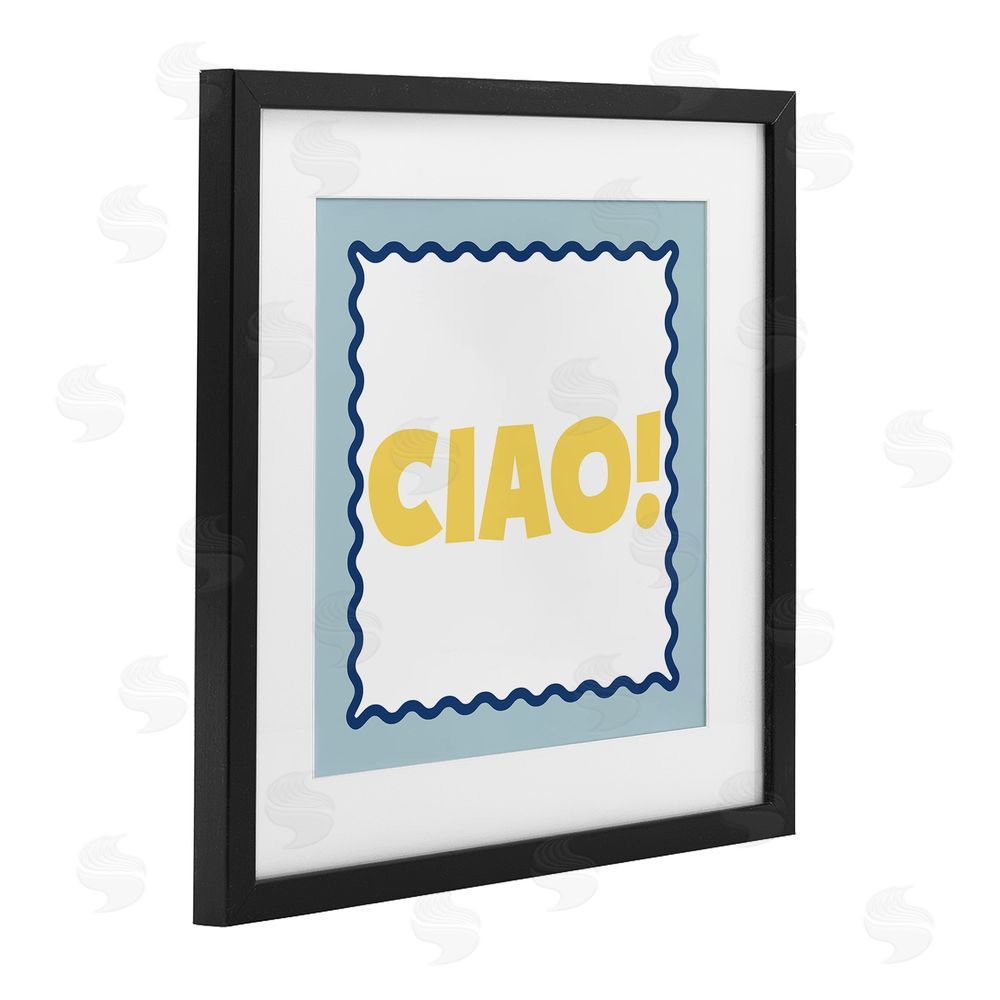 SD Graphics Studio CIAO! Bold Yellow Typography Black Framed Print Under Glass Wall Art