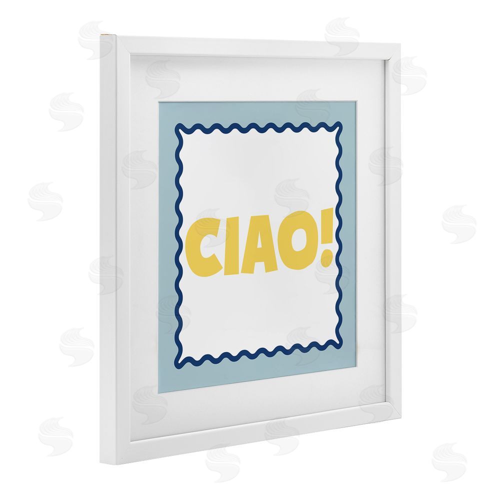 SD Graphics Studio CIAO! Bold Yellow Typography White Framed Print Under Glass Wall Art