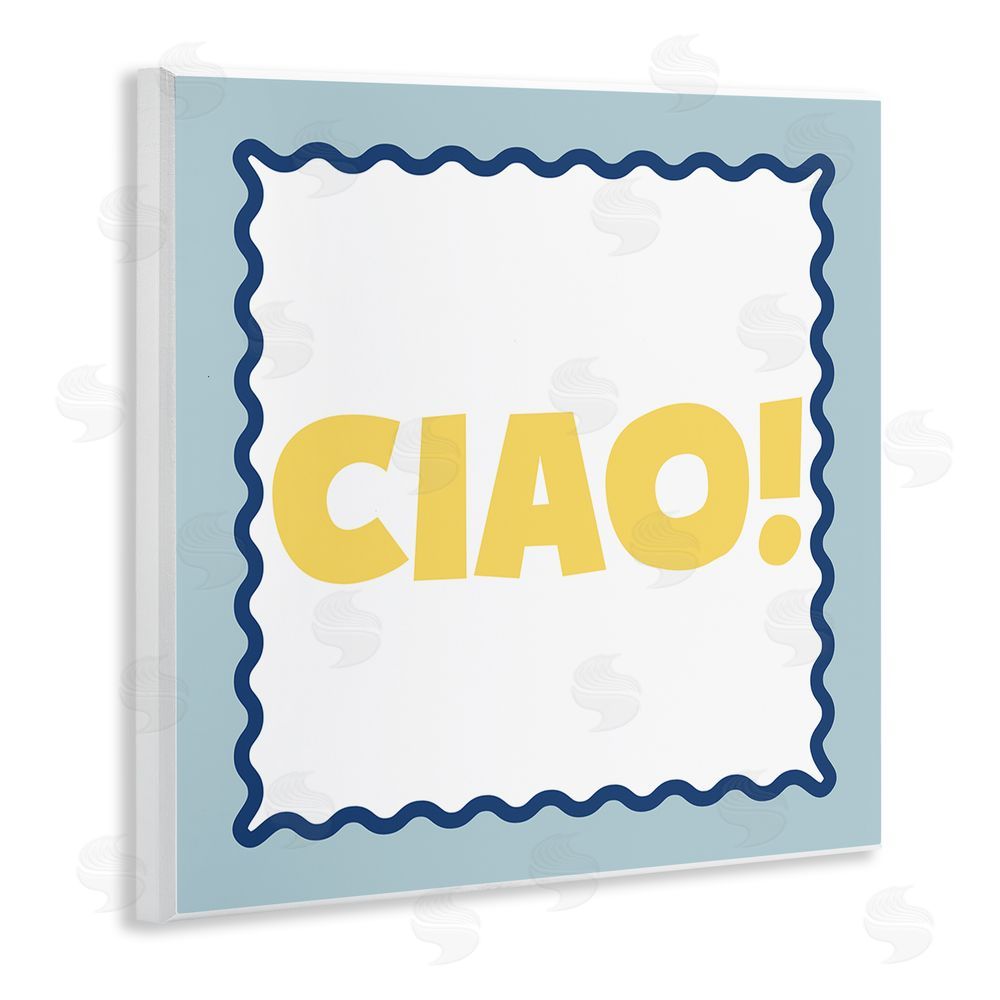 SD Graphics Studio CIAO! Bold Yellow Typography Wall Plaque with Fixed Lithograph Print