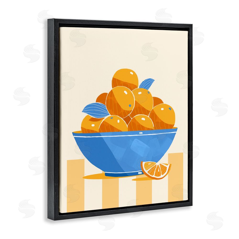 Lucca Sheppard Orange Citrus Bowl Striped Black Floating Framed Canvas Wall Art