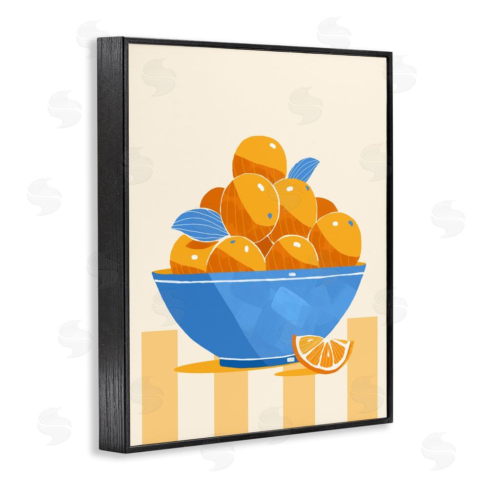 Lucca Sheppard Orange Citrus Bowl Striped Black Framed Giclee Wall Art