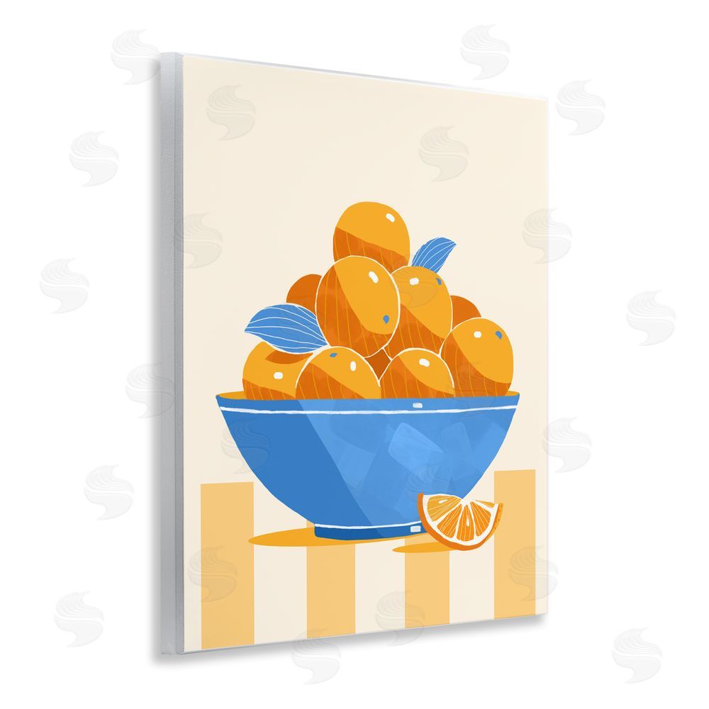Lucca Sheppard Orange Citrus Bowl Striped Wall Plaque Home Decor Art Print