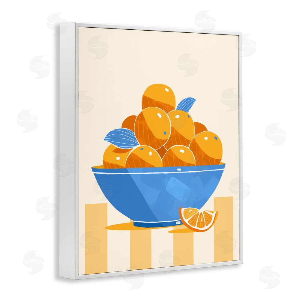 Lucca Sheppard Orange Citrus Bowl Striped White Framed Giclee Wall Art