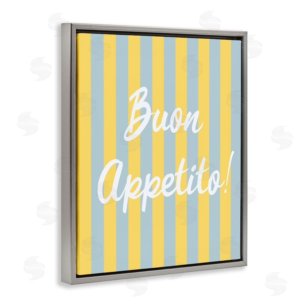SD Graphics Studio Buon Appetito Blue Yellow Stripes Gray Floating Frame Stretched Canvas Wall Art Print