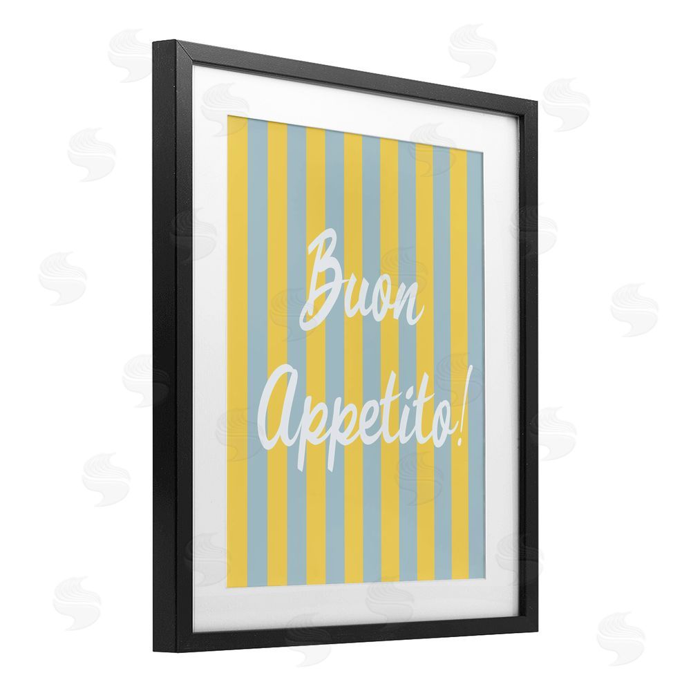 SD Graphics Studio Buon Appetito Blue Yellow Stripes Black Framed Print Under Glass with Matting Wall Art