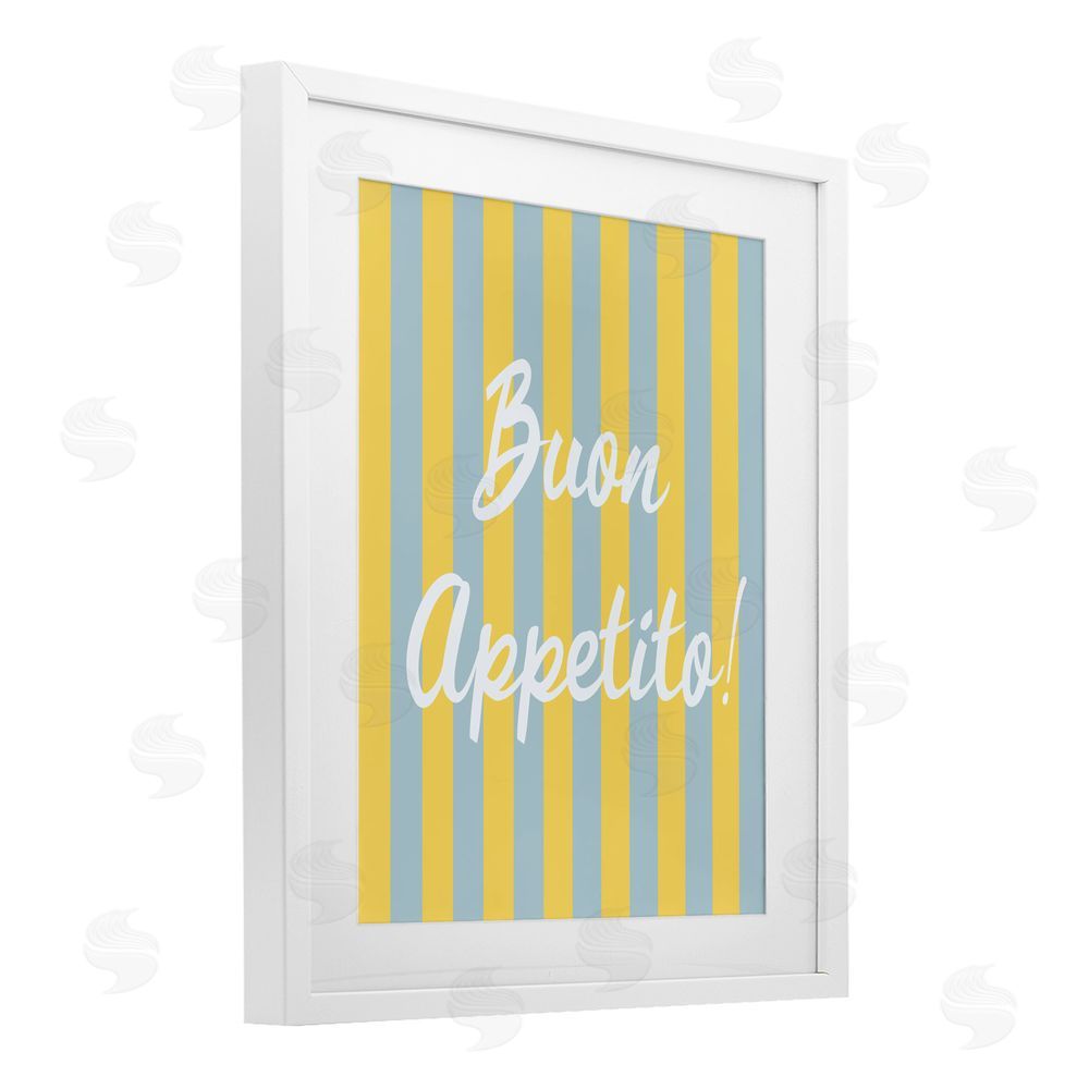 SD Graphics Studio Buon Appetito Blue Yellow Stripes White Framed Print Under Glass with Matting Wall Art