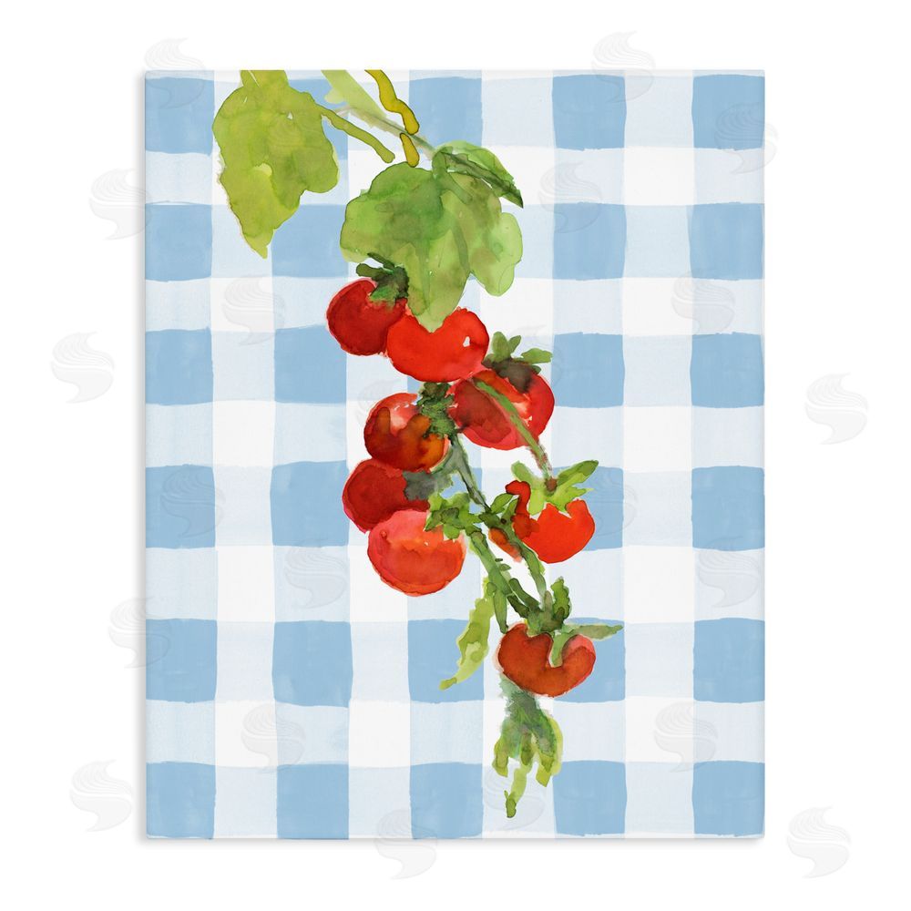 Lanie Loreth Vine Ripe Tomatoes on Plaid Stretched Canvas Wall Art Print