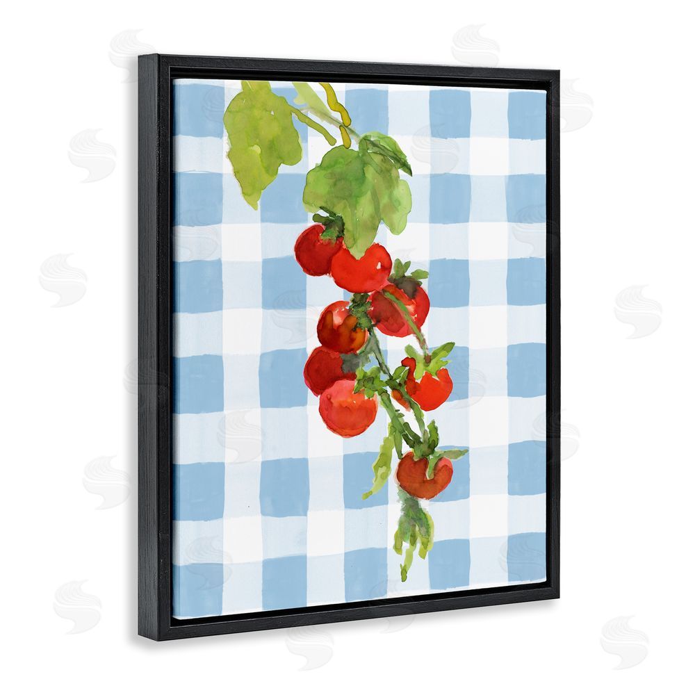 Lanie Loreth Vine Ripe Tomatoes on Plaid Black Floating Framed Canvas Wall Art Print