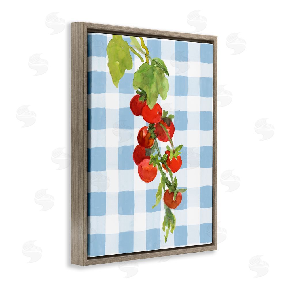 Lanie Loreth Vine Ripe Tomatoes on Plaid Brown Floating Framed Canvas Wall Art Print
