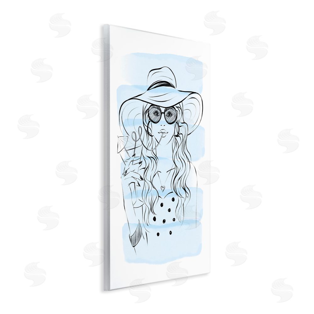 Martina Pavlova Sipping Drink Girl in Sun Hat Wall Plaque Printed Art