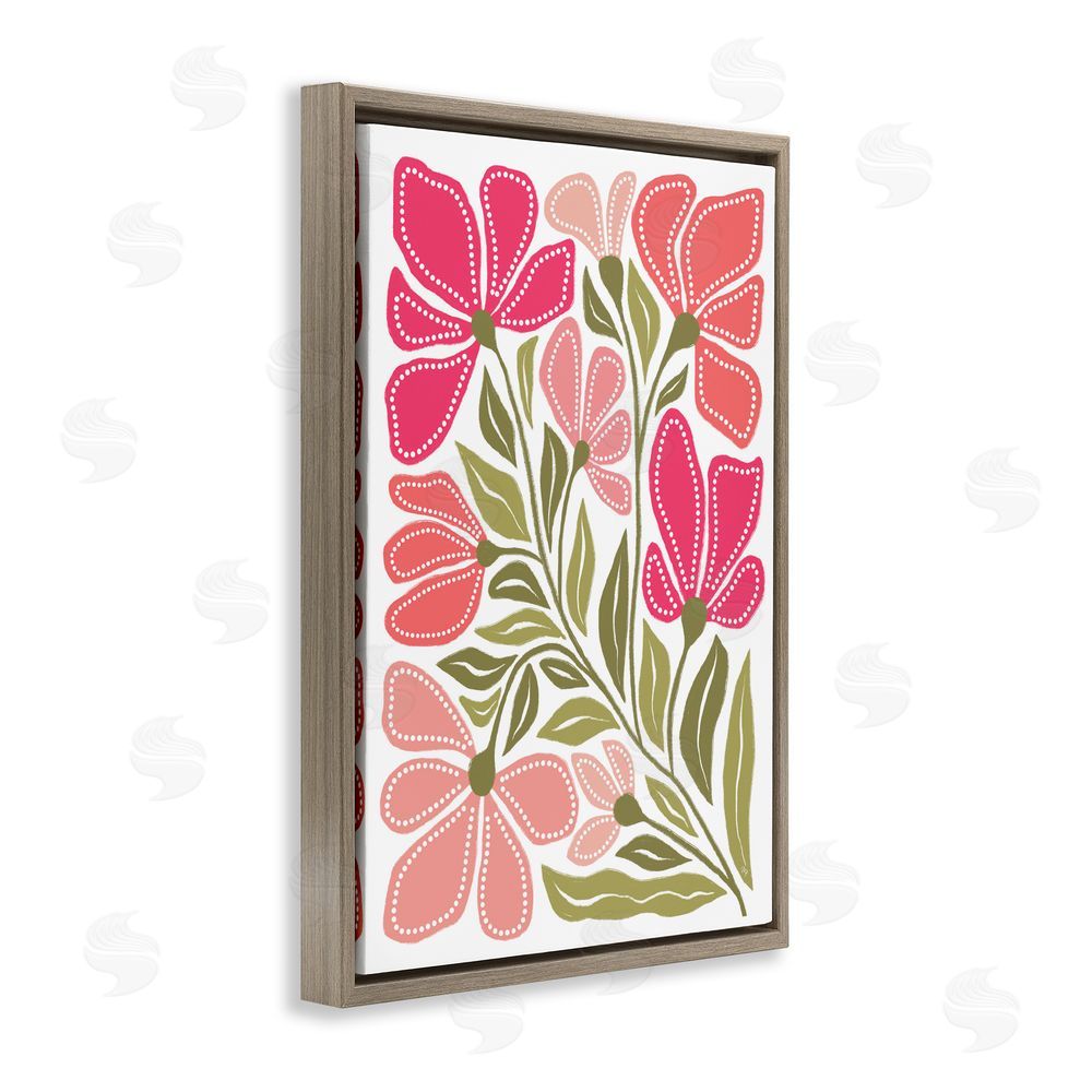 Martina Pavlova Bold Midcentury Blooms Brown Floating Frame Canvas Wall Art Print