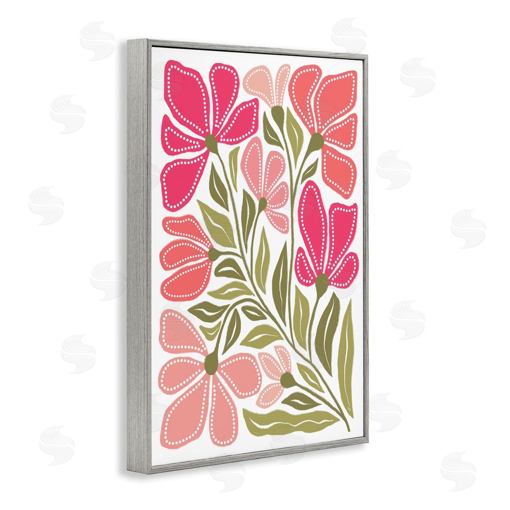 Martina Pavlova Bold Midcentury Blooms Gray Framed Giclee Wall Art Print