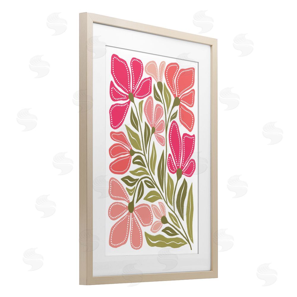 Martina Pavlova Bold Midcentury Blooms Brown Framed Print Under Glass Wall Art