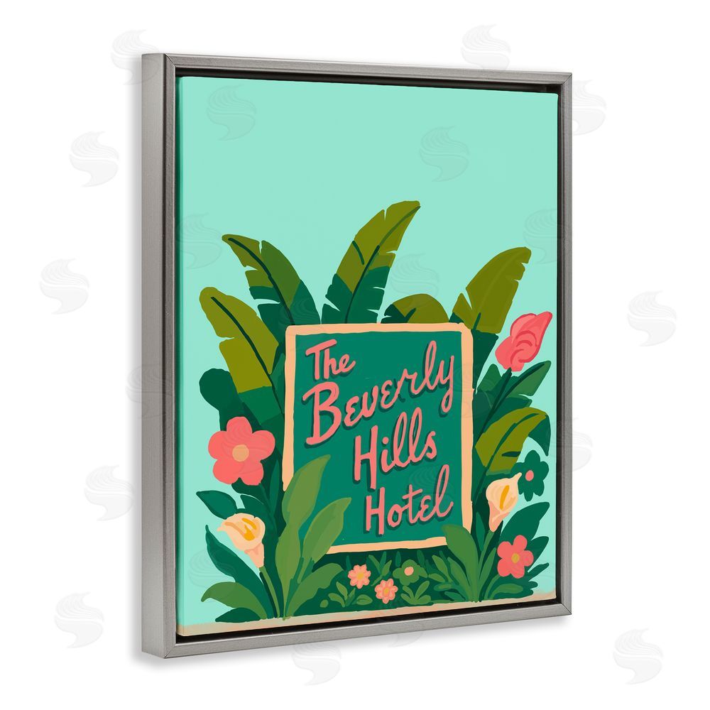 Amelia Noyes Beverly Hills Hotel Gray Floating Frame Canvas Wall Art Print