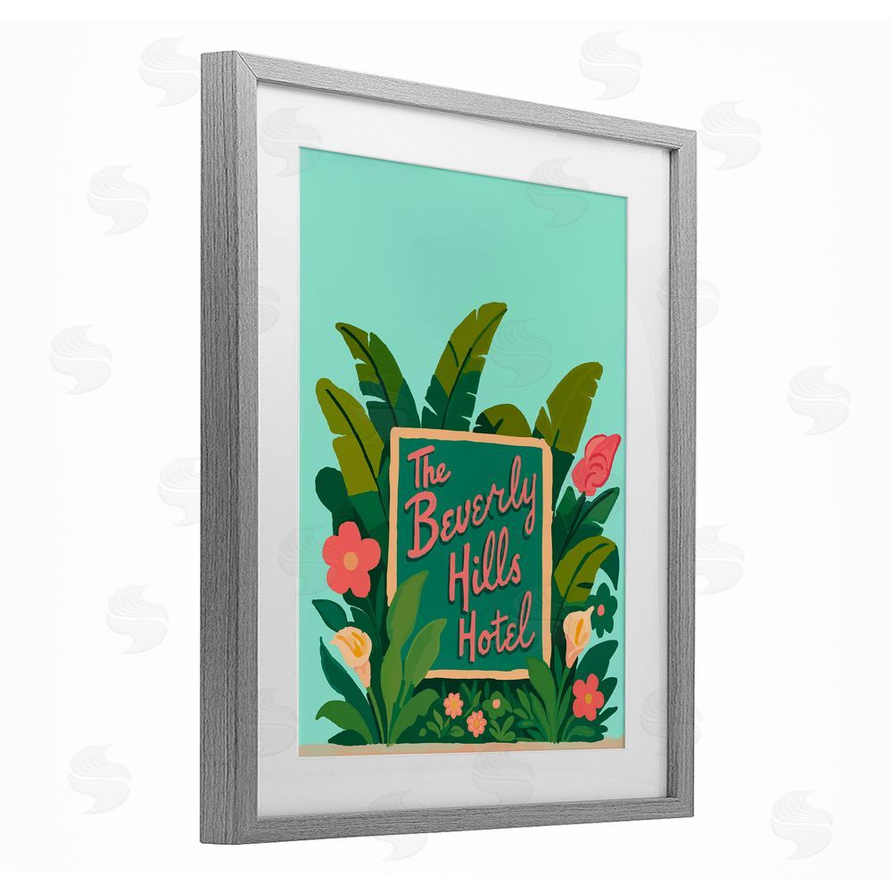 Amelia Noyes Beverly Hills Hotel Gray Framed Print Under Glass Wall Art