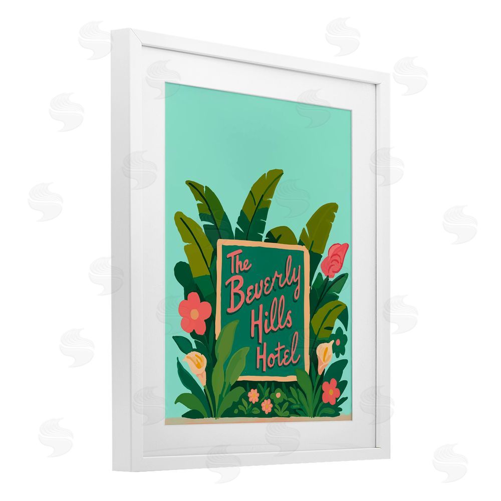Amelia Noyes Beverly Hills Hotel White Framed Print Under Glass Wall Art