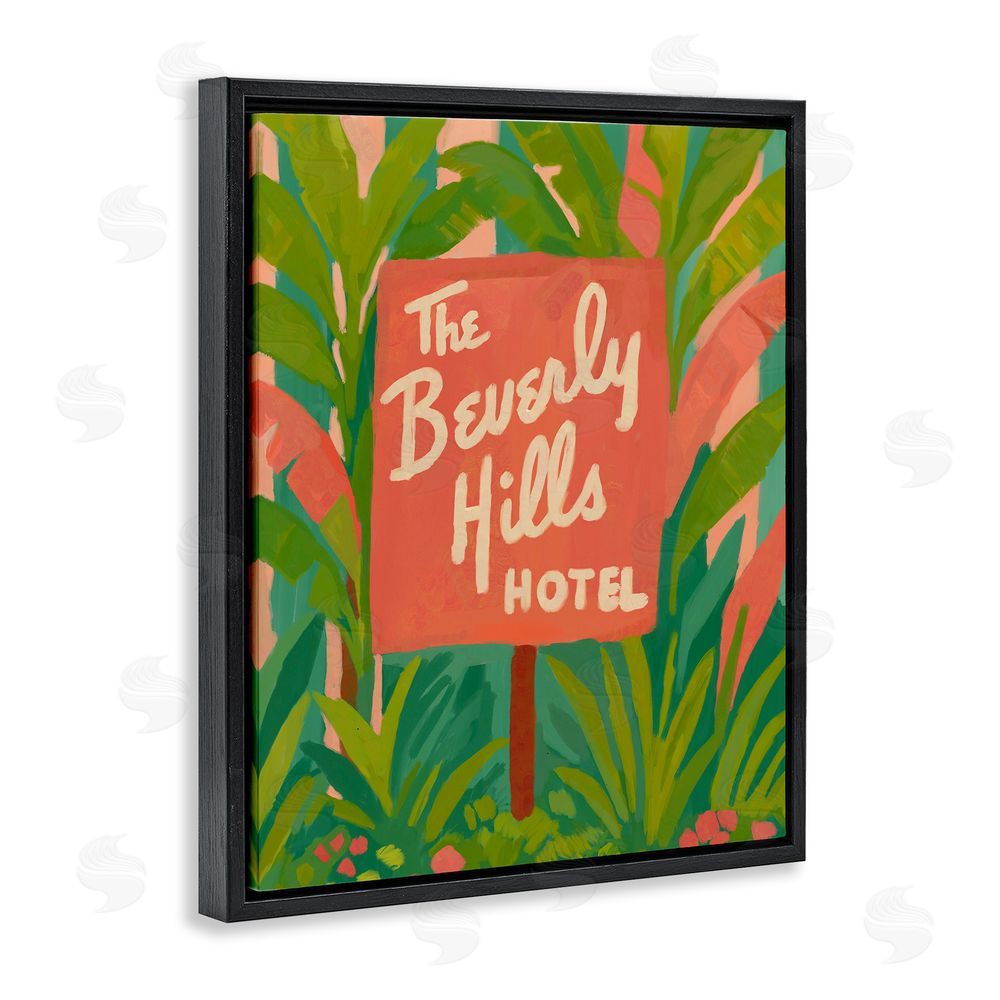 Amelia Noyes Tropical Beverly Hills Hotel Black Floating Frame Canvas Wall Art Print