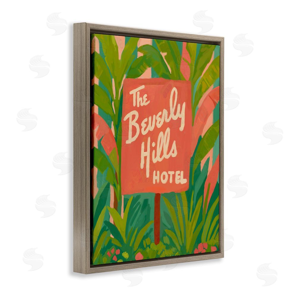 Amelia Noyes Tropical Beverly Hills Hotel Brown Floating Frame Canvas Wall Art Print